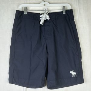 Abercrombie Fitch Swim Trunks Mens‎ Small Blue Board Shorts Moose Logo Tie 30x8
